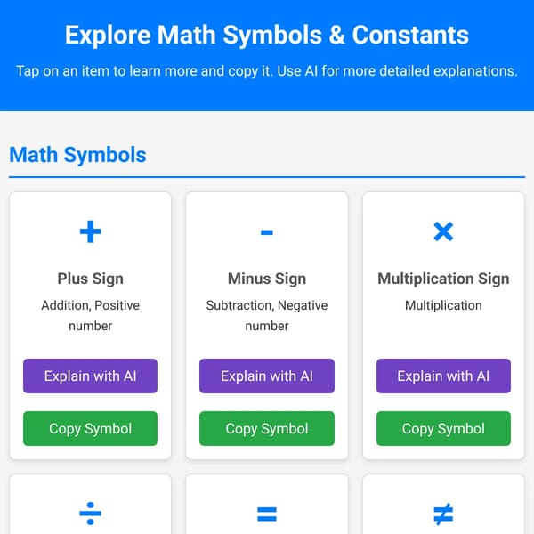 Explore Math Symbols