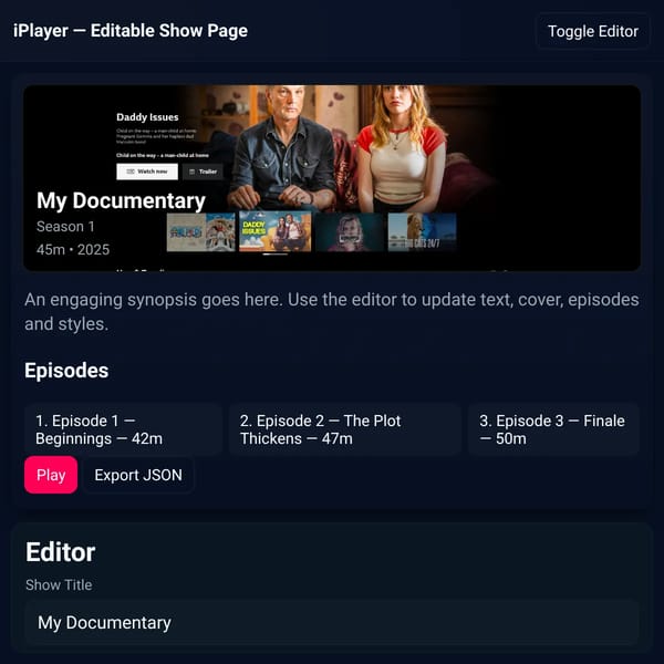 Editable iPlayer Show Page