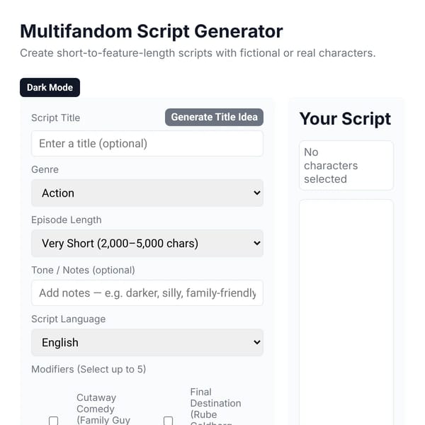 Multifandom Script Generator