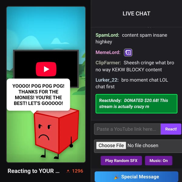 Blocky's Reaction Stream
