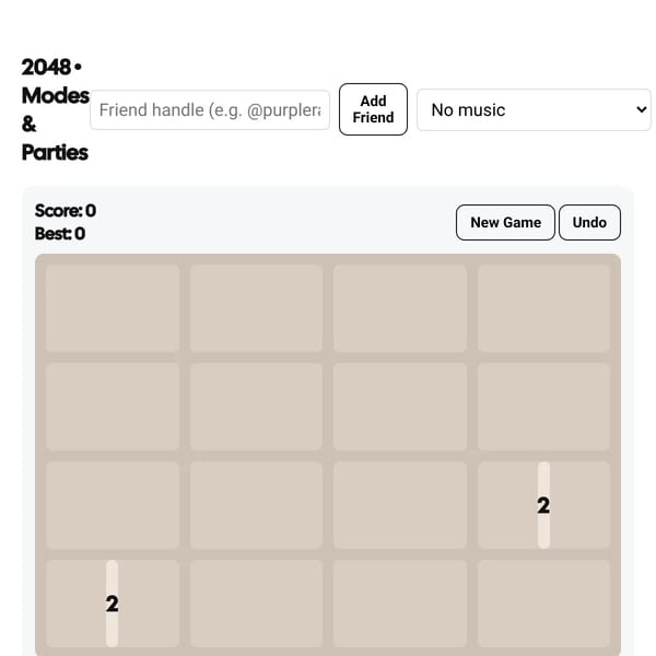 2048 — Modes & Parties