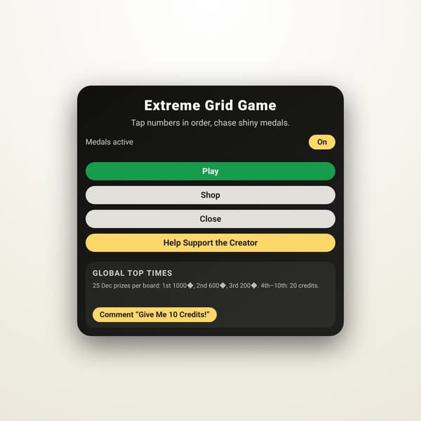 Extreme Grid Game - Win Credits!!