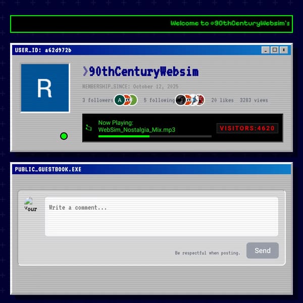 WebSim Explorer Profile Page