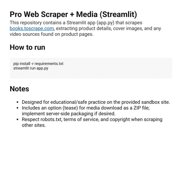Pro Web Scraper + Media (Streamlit)