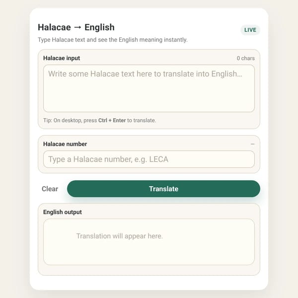Halacae to English Translator