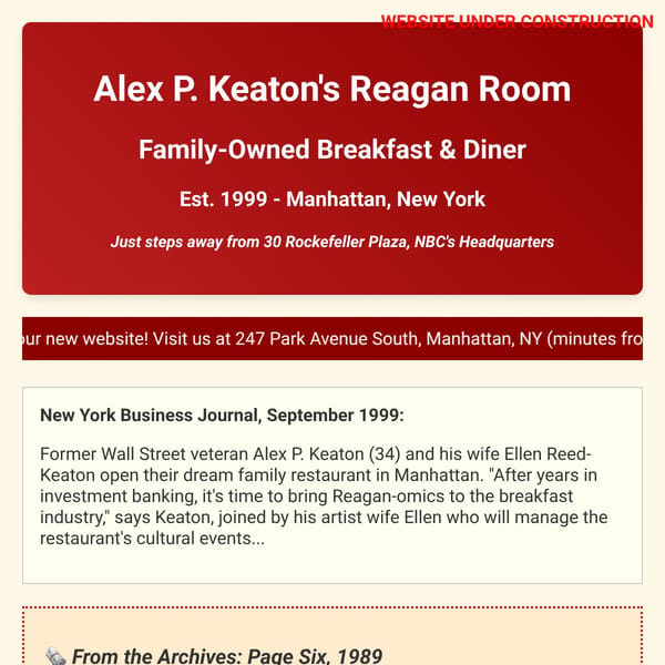 Alex P. Keaton's Reagan Room Breakfast & Diner - Est. 1999