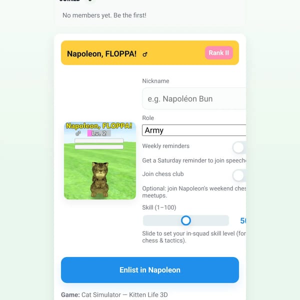 Cat Simulator — Join Napoleon