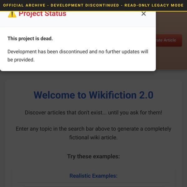 Wikifiction 2.0 [ARCHIVE]