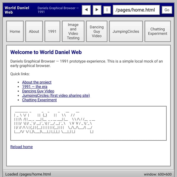 World Daniel Web — Daniels Graphical Browser (1991)