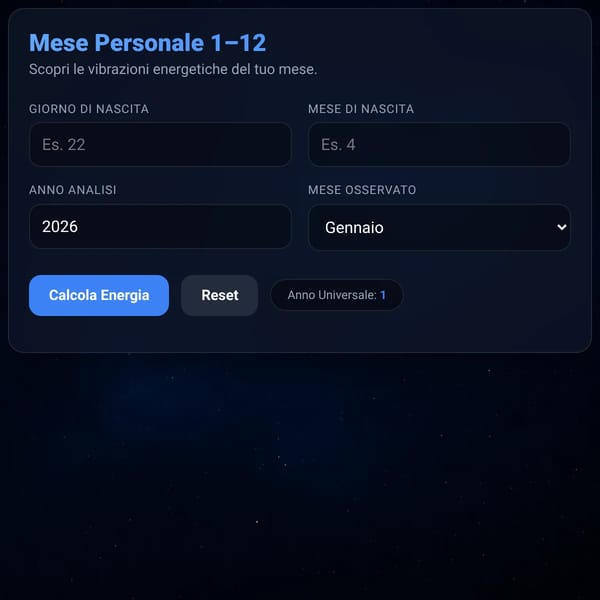 Numerologia: Calcolo Mese Personale