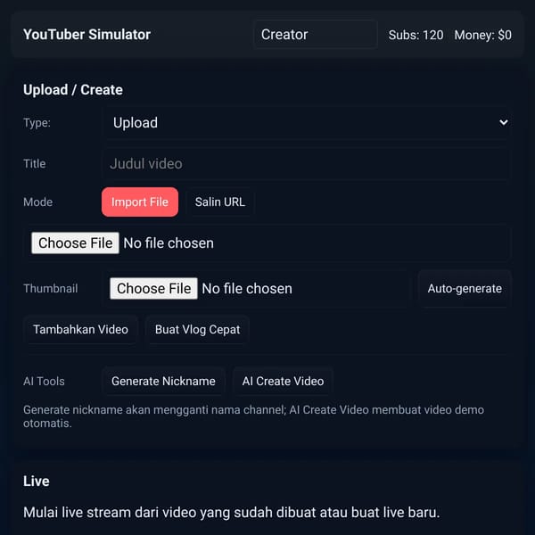 YouTuber Simulator
