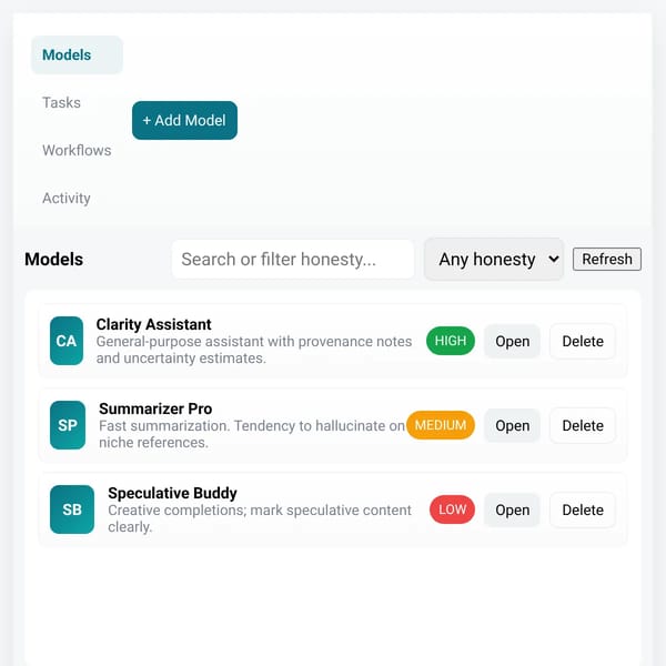Honest AI — Dashboard