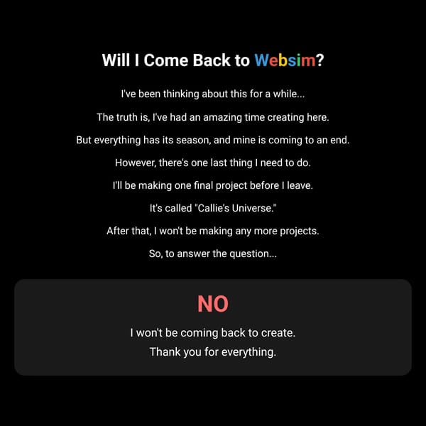 Will I Come Back to Websim?