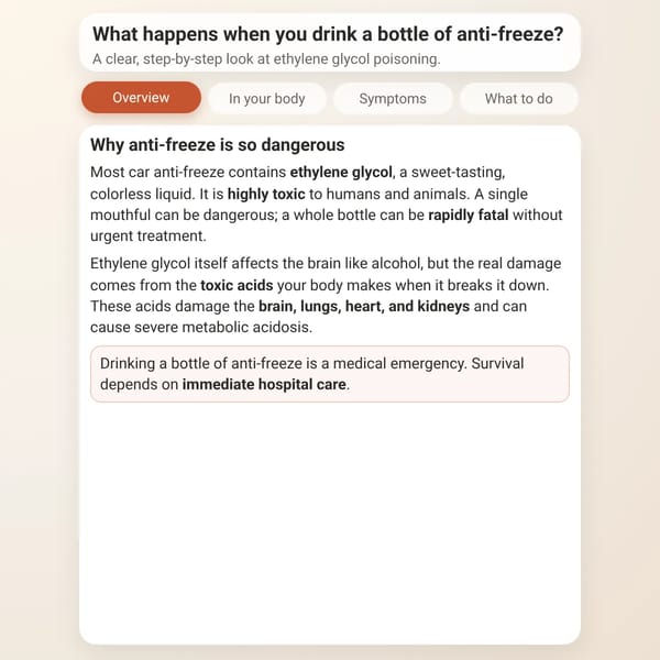 What happens when you drink a bottle of anti‑freeze?