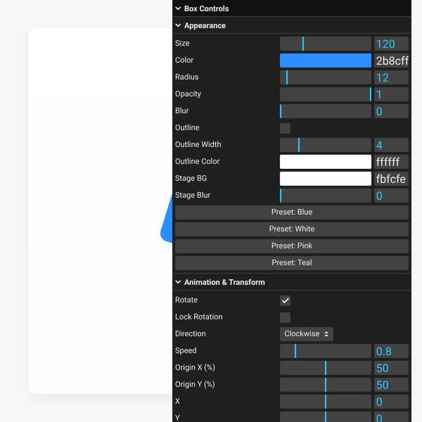 lil-gui: GUI test (Free Template)
