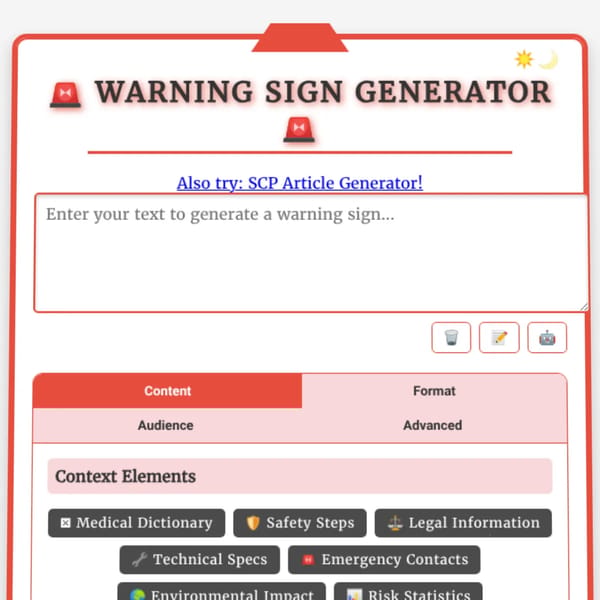 Warning sign generator