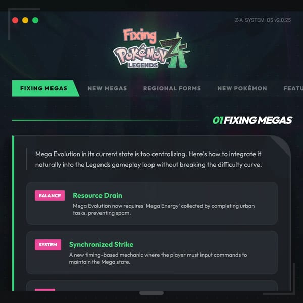 Fixing Pokémon Legends: Z-A