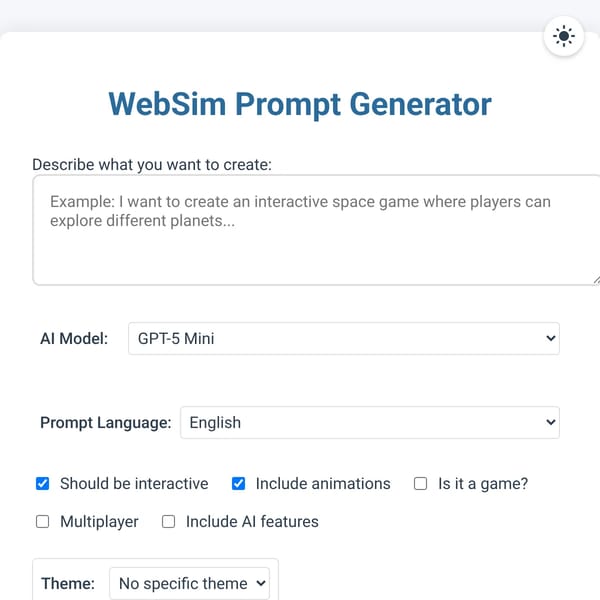 WebSim Prompt Generator 2026