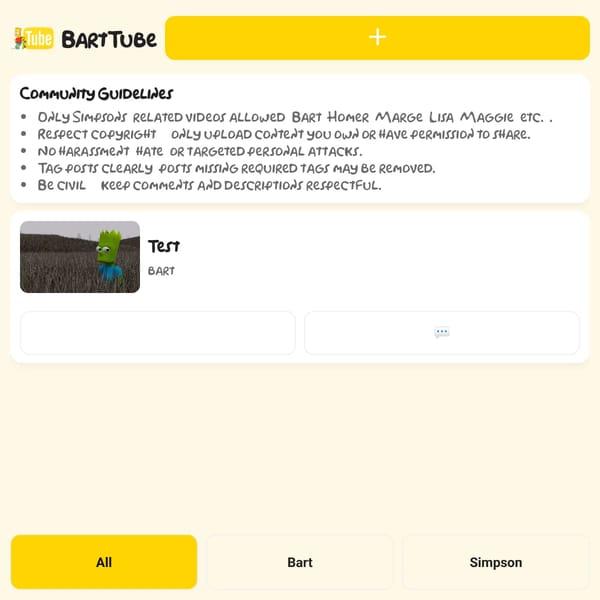 BartTube — Simpsons-only video board