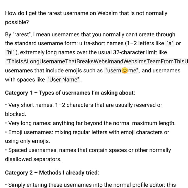 How do i get the rarest websim username?