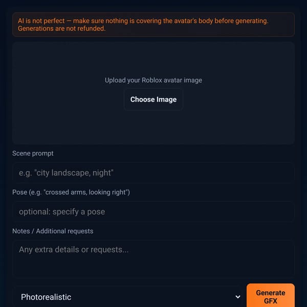 Roblox Avatar GFX Generator