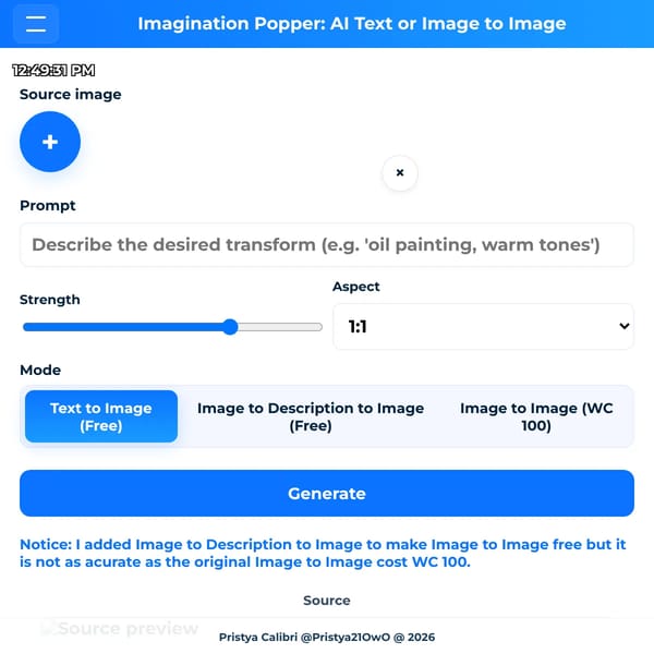 Imagination Popper: AI Text or Image to Image