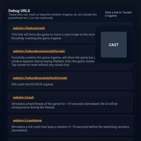 Debug URLs (Ingame)