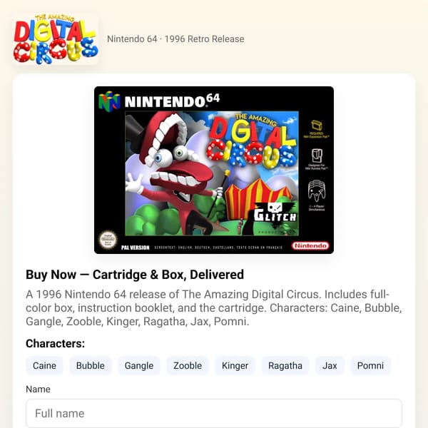 The Amazing Digital Circus — N64 (1996) — Buy Now