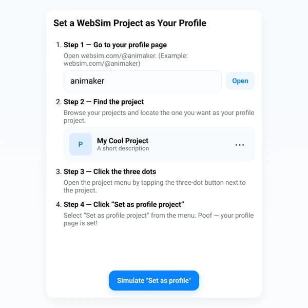 Tutorial — Set a WebSim Project as Profile