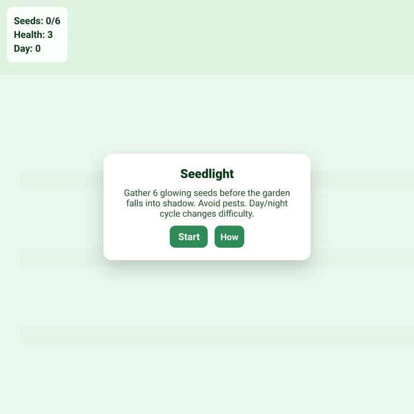 Seedlight — a small canvas game