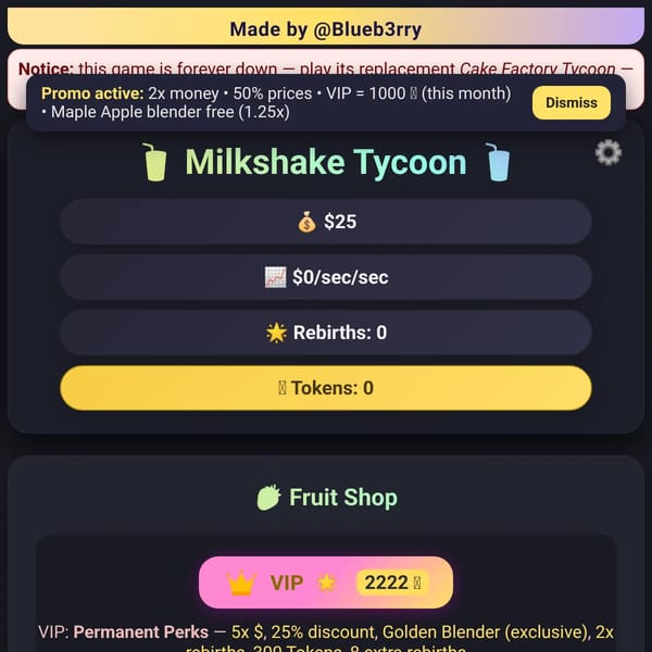 Milkshake Tycoon UPT:0.8.1