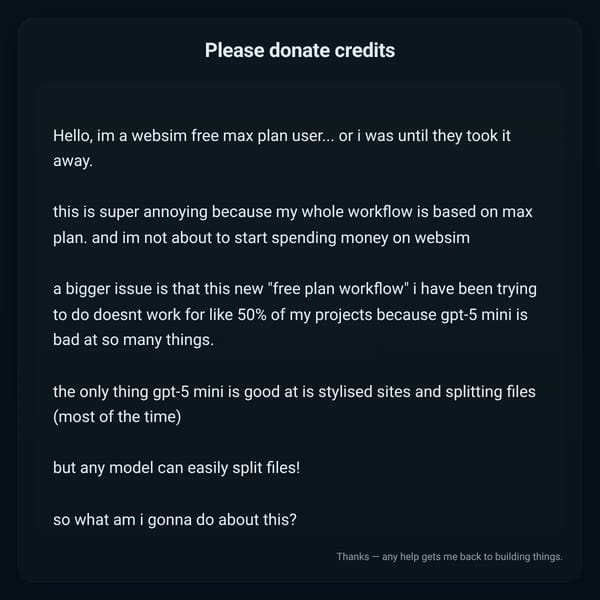 Please Donate Credits (websim updates)