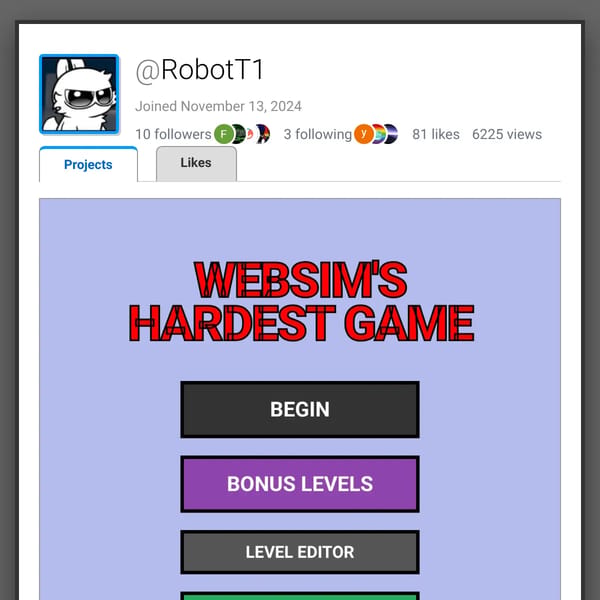 User Profile Page for Websim