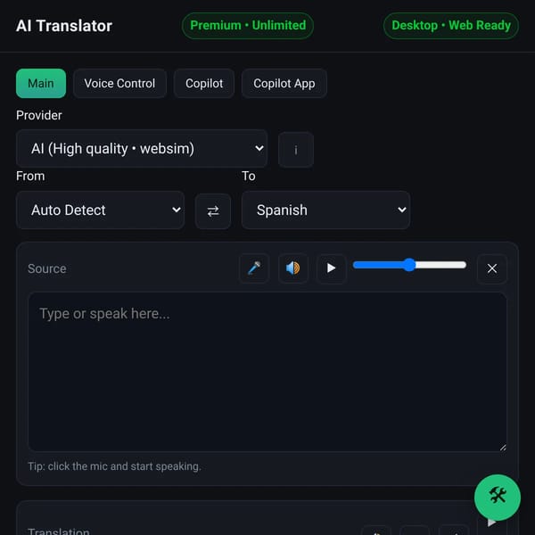 Premium Unlimited AI Translator + Voice