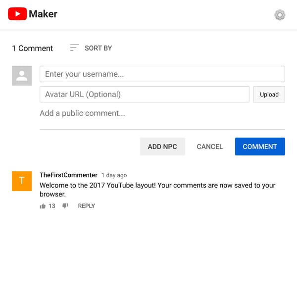 Fake YouTube Comment Maker