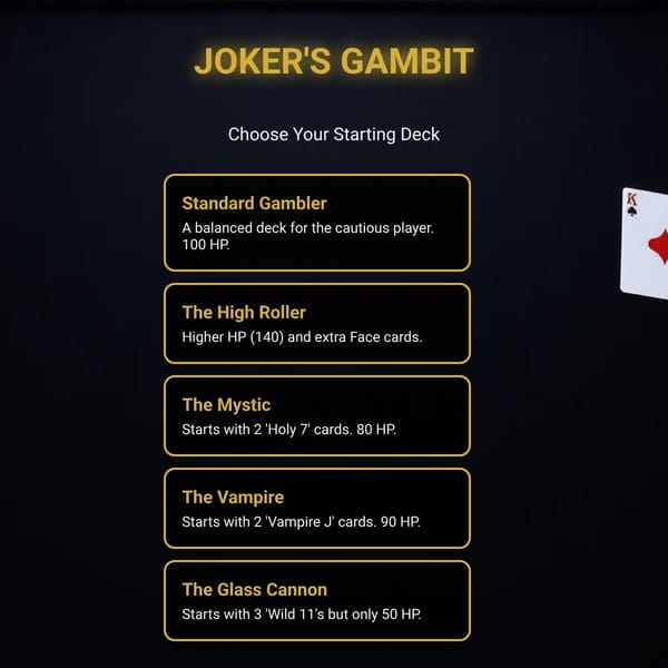 Joker's Gambit: 21 Roguelike