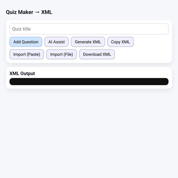 Quiz Maker → XML