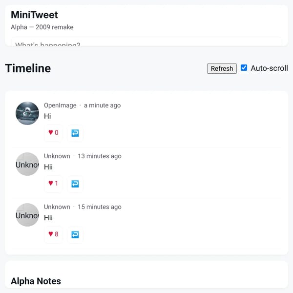 MiniTweet 2009 — Alpha