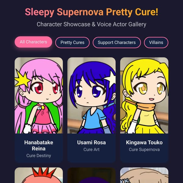 Sleepy Supernova Pretty Cure! Character Showcase