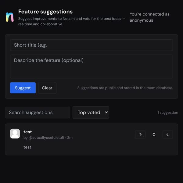 netsim feature suggestions
