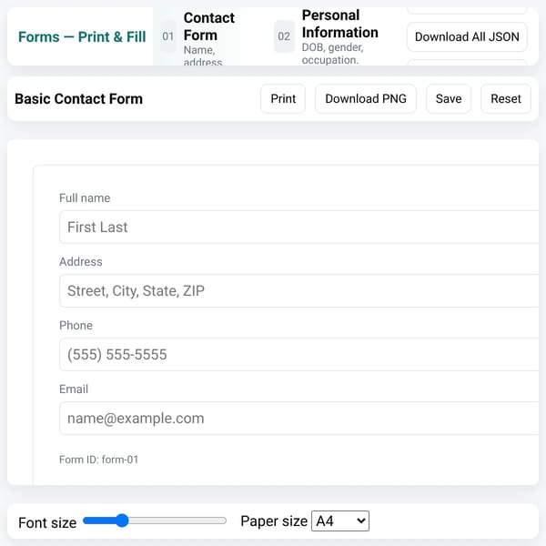 Printable Fillable Forms