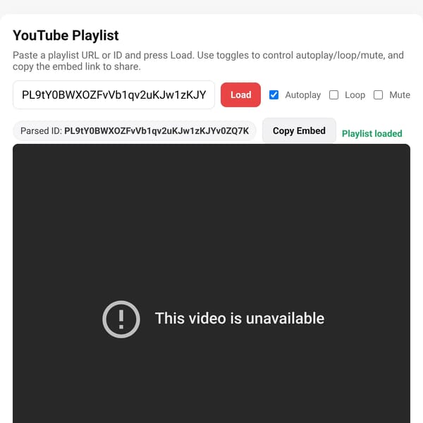 YouTube Playlist Embed