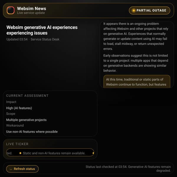 Websim Service Status – Live Update