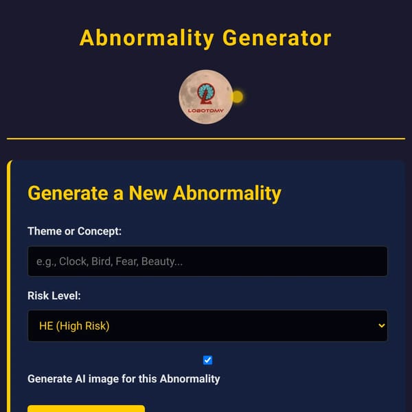 Generate fictional abnormality (Lobotomy Corporation)