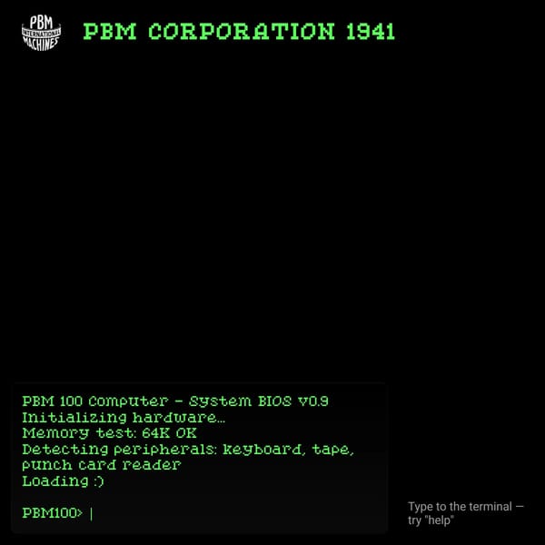 PBM 100 — Retro 3D Terminal from 1941
