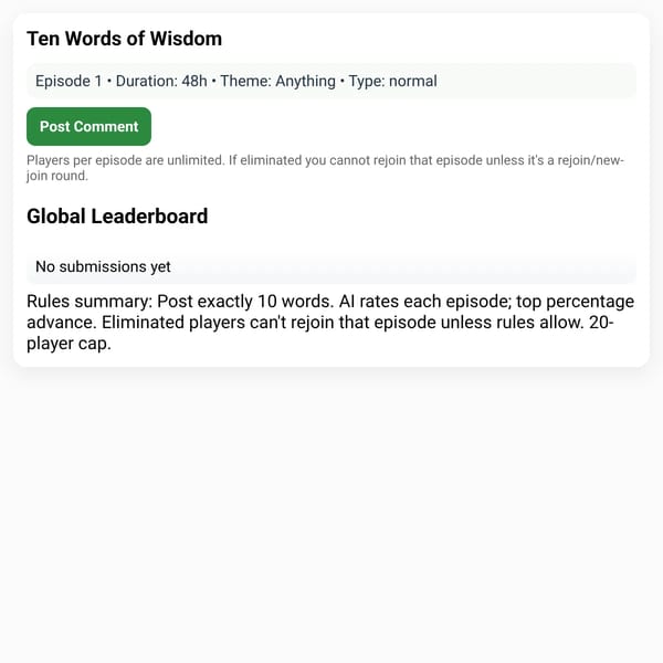 Ten Words Of Wisdom (Episode 1)