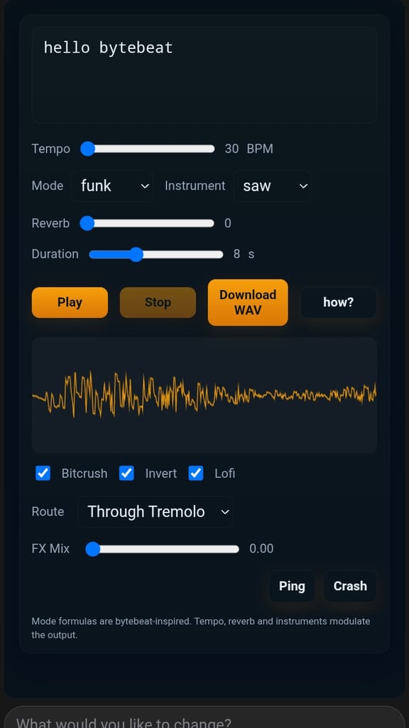 Text → Bytebeat