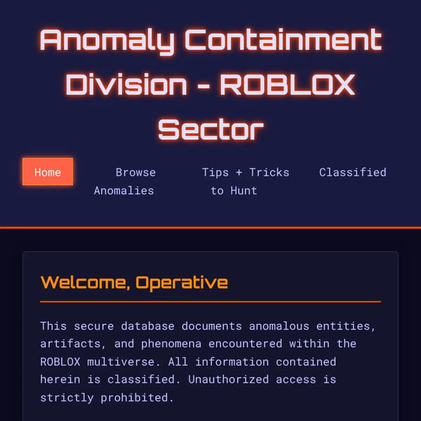 ROBLOX Anomalies Archives