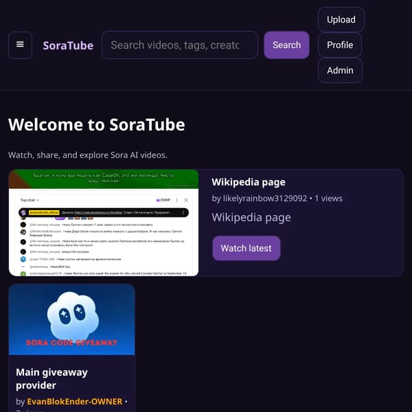 SoraTube you're hub for all sora ai vids