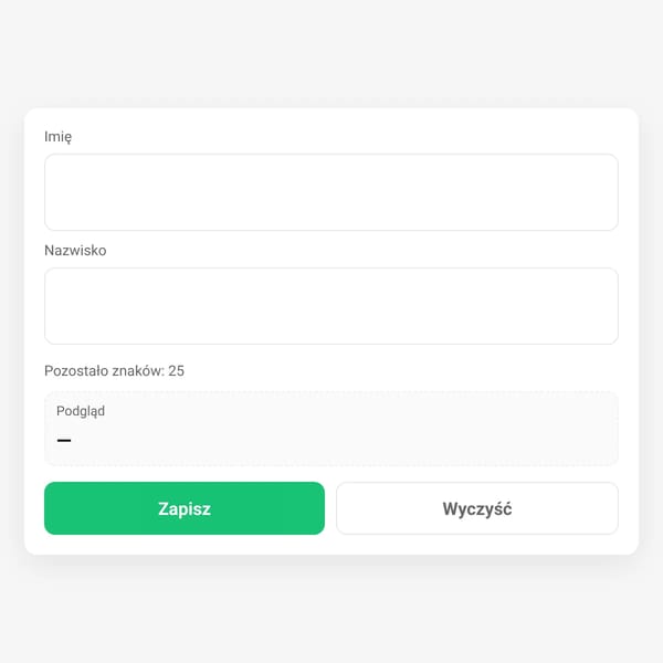 Formularz do wprowadzania danych osobowych